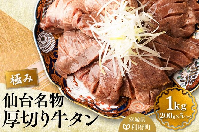 仙台名物 厚切り 牛タン 塩仕込み 1kg(200g×5P) 小分け スライス 焼くだけ 簡単調理 [牛タン 焼くだけ 簡単 小分け 塩ダレ 希少 部位 タン中 タン元 仙台 肉厚 人気 おいしい 美味 焼肉 バーベキュー BBQ 宮城県 利府町 船田食品]|06_fss-021101