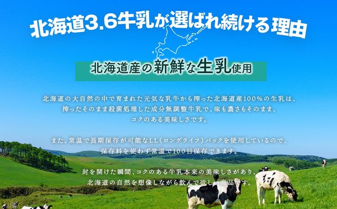 北海道日高乳業 北海道3.6牛乳 200ml×24 BRTR001