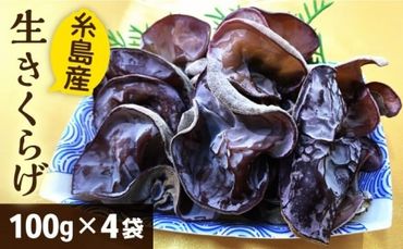 生きくらげ 100g × 4P 福岡県糸島産 糸島市/糸島きのこファーム [AFC004]