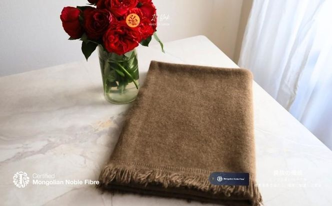 G3339 『Noble Fibre』100％ヤク・大判ストール ベージュ【高級 おしゃれ ファッション カシミア より暖かい 防寒】