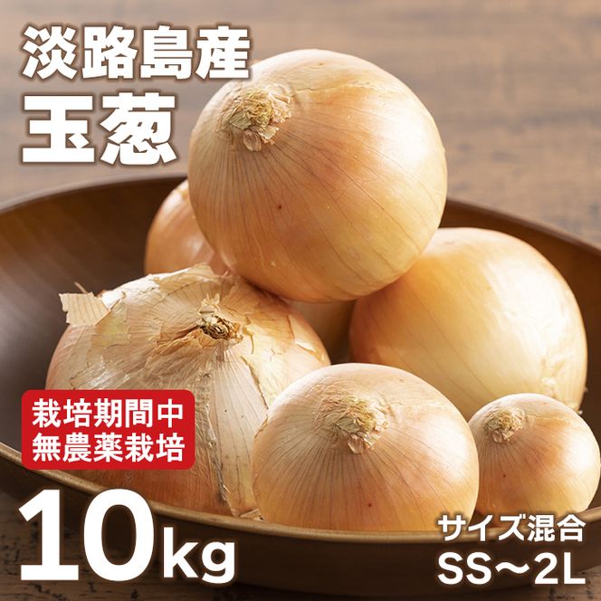 淡路島玉葱 10kg 【栽培期間中、無農薬栽培】サイズ混合SS～2L 玉ねぎ