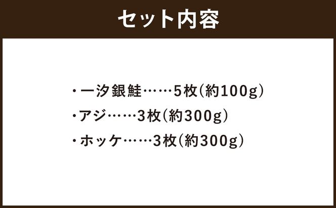 海なし市 嘉麻の海鮮セット（一汐銀鮭、アジの開き、ホッケ）約2.4kg ホッケ アジ 鮭 さけ 海鮮 セット