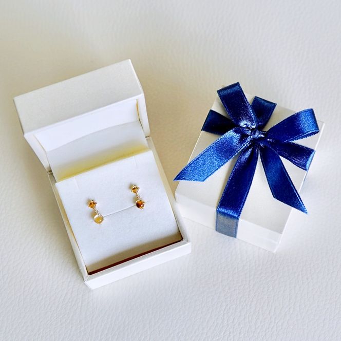 【ジュエリー】K10 イエローゴールド  シトリン 揺れる ピアス 保証書付 SR-2012 242-003-c