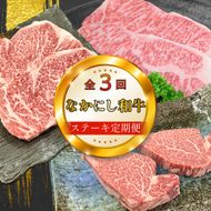 【定期便 全3回】宮崎県西ノ原牧場・なかにし和牛ステーキ定期便（牛肉 黒毛和牛 お肉 ステーキ サーロイン ヒレ 定期便）