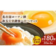 【6ヶ月定期便】【山ちゃん家の生みたて葉酸たまご】名古屋コーチン卵・赤玉元気卵 食べ比べセット（各15個 合計30個入り）［132Y10-T］6ヶ月定期便 山ちゃん家 生みたて 葉酸たまご 名古屋コーチン卵 赤玉元気卵 食べ比べ セット 各 15個 合計 30個 入り 地鶏 卵 朝食 卵焼き 目玉焼き オムライス ゆでたまご 山田養鶏 お取り寄せ 愛知県 小牧市 送料無料