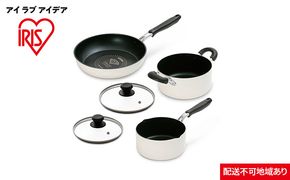 フライパン なべ 5点 セット DCI-FP5S ホワイト ダイヤモンドコート こびりつきにい 丈夫 長持ち アイリスオーヤマ 新生活 一人暮らし 生活応援