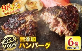 近江牛100％【無添加】食べ応え抜群！超あらびきワイルドハンバーグ　720g（約120g×6個）【FO18W】