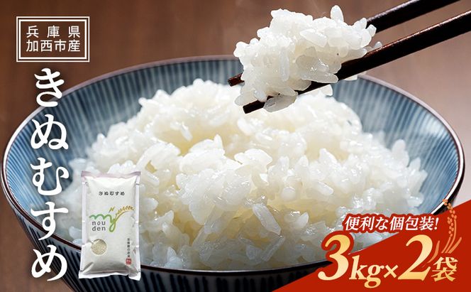 お米 令和7年産 きぬむすめ 白米 6kg(3kg×2袋) 米 単一原料米 精米 ごはん ご飯 白飯 小分け
