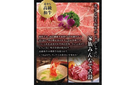 希少和牛 熊野牛しゃぶしゃぶセット（ロース300g、特上モモ300g ）＜冷蔵＞ すき焼き しゃぶしゃぶ 牛肉【sim116A】