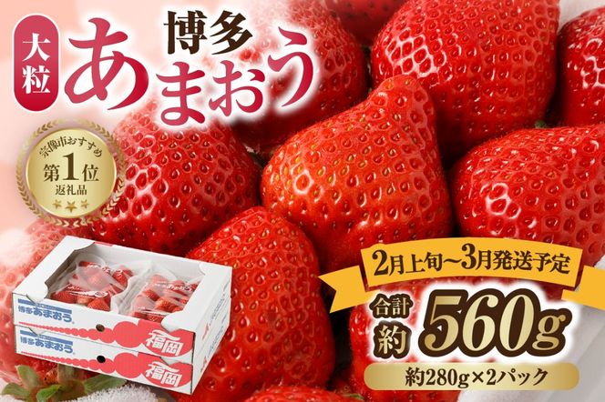 大粒セレクト！大人気のあまおう　福岡県産いちご　280g×2パック【2026年2月中旬～3月中旬発送】_HA0277