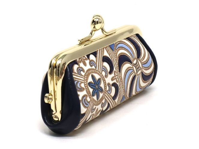 【文庫屋大関】印鑑ケース　錦紗＜紫＞【皮革工芸品】 ファッション小物 民芸品 