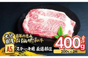 百年の恵み おおいた和牛 A5 ステーキ用 厳選部位 (計400g・200g×2枚) 国産 牛肉 肉 霜降り ロース 肩ロース サーロイン 和牛 ブランド牛 ステーキ 冷凍 大分県 佐伯市 【FS07】【 (株)トキハインダストリー】