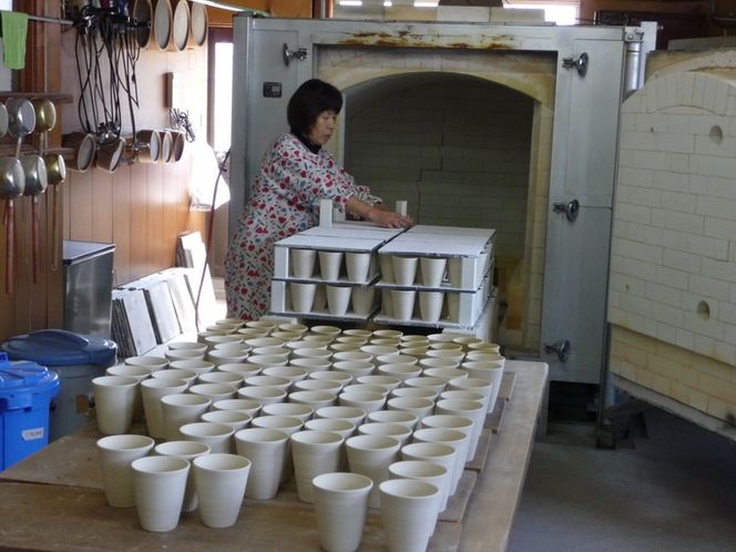 小杉焼栄一窯 緑釉茶碗 工芸品（陶器）