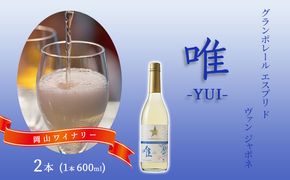 ワイン グランポレール エスプリ ド ヴァン ジャポネ 唯-YUI- 2本（1本 600ml）スパークリングワイン 中辛口 サッポロビール 岡山ワイナリー お酒 爽やかな酸味 やや辛口 飲みやすい 微発泡 