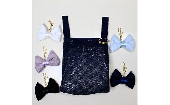 〈Chaleur シャルール〉Ribbon marcheレース【M】サイズ ファッション かばん トートバッグ 手提げ 