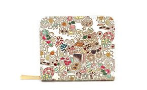 【文庫屋大関】二つ折りファスナーミニ財布 お菓子の家【皮革工芸品】財布 二つ折り 小物 お札 カード 小銭 コンパクト 牛革 手作り 日本製 墨田区 東京都