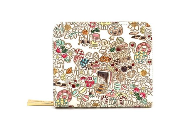 【文庫屋大関】二つ折りファスナーミニ財布 お菓子の家【皮革工芸品】財布 二つ折り 小物 お札 カード 小銭 コンパクト 牛革 手作り 日本製 墨田区 東京都