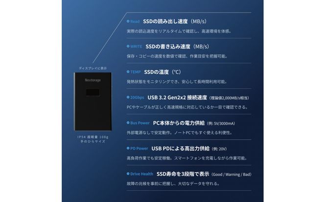 Nextorage ディスプレイ付き みえるポータブルSSD　1TB 141305_KE69