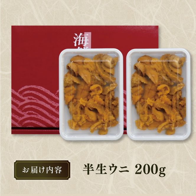 【先行予約】 半生うに 200g 100g×2 冷凍 うに キタムラサキウニ [ 2024年12月から発送開始 ] 岩手県産 ミョウバン不使用 無添加 雲丹 海鮮丼 寿司 ウニ丼 刺身 [kama020_4]	