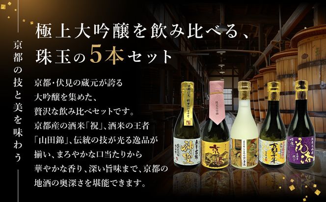 【吟醸酒房 油長】京都伏見の酒 大吟醸300ml×5本飲み比べ｜日本酒 大吟醸 人気セット［ 京都 伏見 日本酒 大吟醸 純米大吟醸 300ml 5本飲み比べ 神聖 京姫 玉乃光 英勲 招徳 人気 おすすめ お酒 地酒 ご当地 酒蔵 酒造 ギフト プレゼント 贈答 お取り寄せ 通販 送料無料 ふるさと納税 ］ 261009_A-CN013