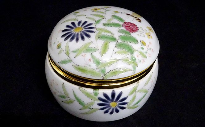 九谷焼オルゴール　花と虫 a05 焼き物 民芸品 工芸品 雑貨 