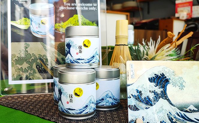 抹茶 有機宇治抹茶缶（手摘み一番茶・30g） まっちゃ 抹茶缶 宇治田原町産 希少 手摘み 一番茶 有機栽培 高級宇治抹茶 お茶 葛飾北斎 浮世絵 アート 贈り物 プレゼント 墨田区 東京都