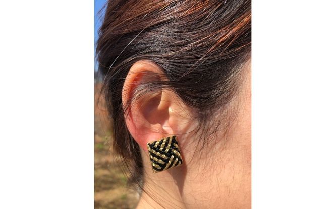 組紐イヤリング張角金銀 hrkz0018-3