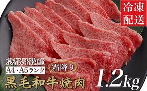 訳あり 京都産黒毛和牛(A4,A5) 焼肉 用 1.2kg(通常1kg+200g) 京の肉 ひら山 厳選 ≪牛肉 和牛 国産 丹波産 冷凍 ふるさと納税牛肉≫亀岡市