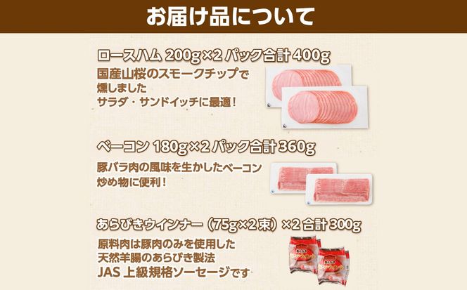 ns009s-015　【定期便3ヵ月】ハム・ベーコン・ウインナー詰合せ