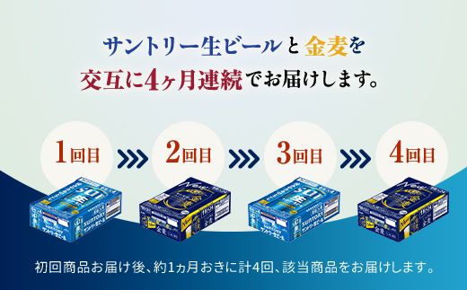 FK7-0171_【サントリー生ビール・金麦交互4回定期便】各350ml ×24本 熊本県 嘉島町 ビール ギフト 贈り物 酒 アルコール