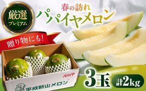 【2026年3月中旬〜発送】【平成新山メロンPREMIUM（とみちゃん厳選）】パパイヤメロン 3玉 / メロン めろん 果物 フルーツ / 南島原市 / うえだメロン園 [SAD001] 