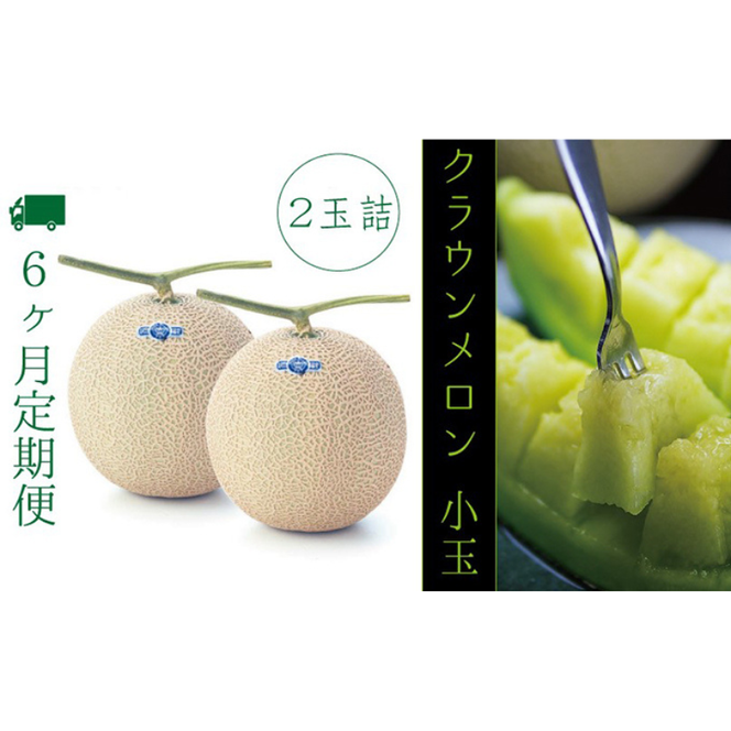 【6ヶ月定期便】クラウンメロン（白級級）小玉　２玉入 果物類 メロン青肉 