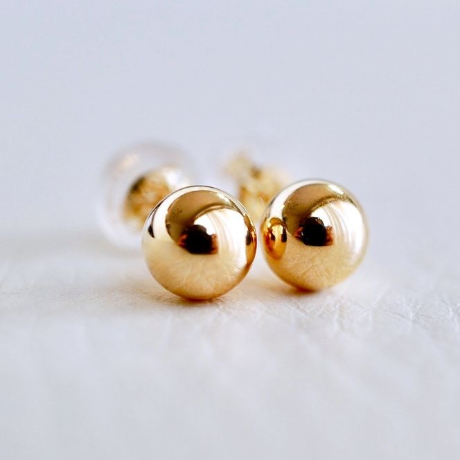 【ジュエリー】K18 18金 ゴールド 地金 シンプル ボール ピアス (5mm) 保証書付 KO-0003 242-009-b