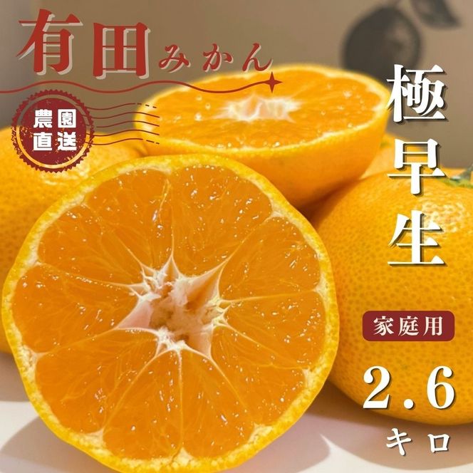 【ふるさと納税】有田みかん 極早生 2.6kg（箱込み3kg）家庭用 S～Lサイズ おまかせ【2026年11月発送】柑橘 フルーツ みかん 産地直送 お取り寄せ 送料無料 FA03