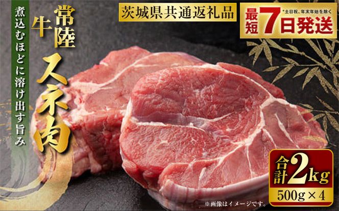 常陸牛 スネ肉 500g×4 合計2kg（茨城県共通返礼品） |  小分け 茨城県産 カレー シチュー 煮込み料理 冷凍