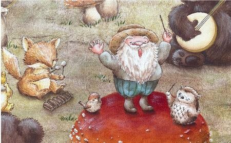 絵画「リトリト森は大騒ぎ」 糸島市 / 工房はーべすと アート インテリア[AYA062] 絵画 絵 額縁 インテリア 内装 パステル イラスト アート