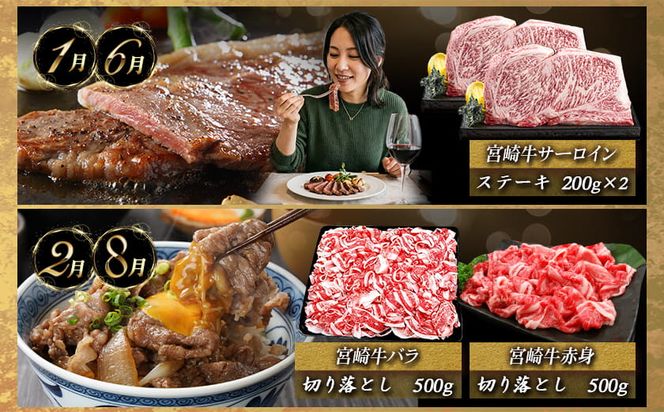 迷ったらコレ!宮崎牛食べ尽くし定期便(10ヵ月)_01-068-T10_(都城市) A5 5等級 牛肉 バラ 赤身 サーロインステーキ ヒレステーキ ロース 焼き肉 しゃぶしゃぶ すき焼き スライス 切り落とし