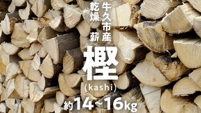 牛久市産 乾燥 薪 樫 ( かし ) 約14kg～16kg 天然木 マキ 乾燥薪 広葉樹 キャンプ アウトドア 焚火 焚き火 薪ストーブ 暖炉 たき火 野外 屋外 バーベキュー薪 ピザ窯の薪 グリル焼 [DP007us]