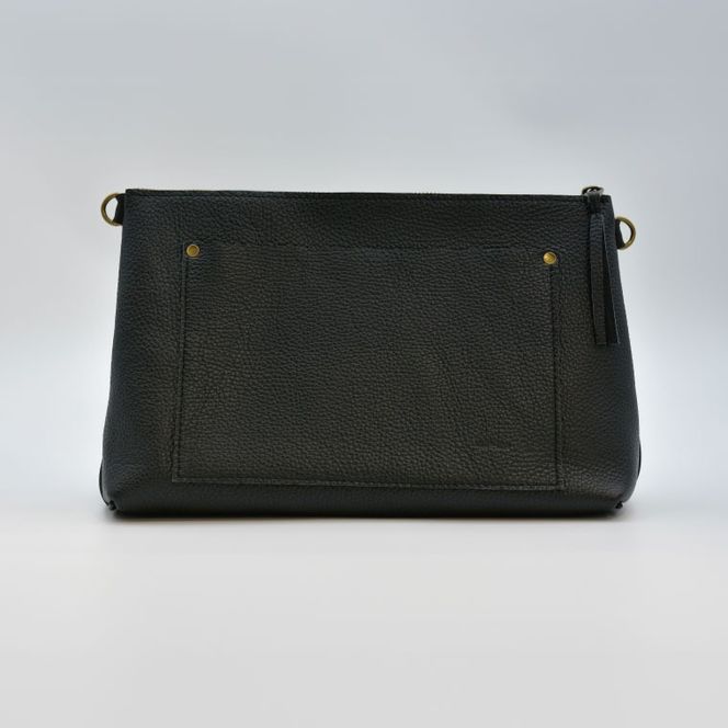 益子の革工房maharoのショルダーポーチ　ワイド（L）ブラック｜栃木県 益子町 ふるさと納税 ショルダーポーチ ワイド 牛革 手作り（AX137）
