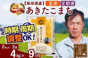 ※令和7年産※《定期便9ヶ月》秋田県産 あきたこまち 4kg【玄米】(2kg小分け袋)2025年産 お届け時期選べる お届け周期調整可能 隔月に調整OK お米 みそらファーム|msrf-22509