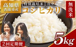 令和8年産 コシヒカリ 定期便【２回定期便】高知県香南市産 特別栽培米 コシヒカリ 5ｋｇ Wnu-0007