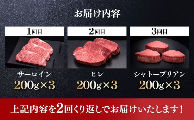 【全6回定期便】博多和牛 食べ比べ ステーキ 定期便 ( サーロイン /  ヒレ /  シャトーブリアン ) 《築上町》【久田精肉店】 肉 和牛 牛 精肉[ABCL143]