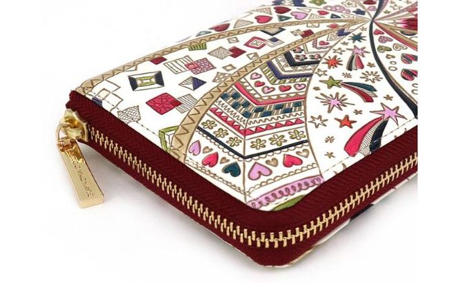 【文庫屋大関】 大容量　ぐるっとファスナーの長財布　グロッシーハート【皮革工芸品】 ファッション小物 民芸品 