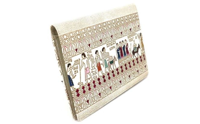 【文庫屋大関】パーソナルホルダー　エジプトNo.6【皮革工芸品】 雑貨 日用品 ブックカバー パスポートケース 貴重品入れ マルチケース シンプル 和風 革小物 