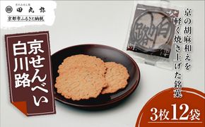 【京のおせん処田丸弥】京せんべい白川路3枚×12袋｜京都 老舗 素朴な胡麻煎餅 人気 しらかわじ 261009_B-XR01
