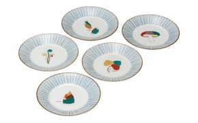 九谷焼　5.2号皿揃　山の幸 （5枚セット）a01 食器 キッチン雑貨 キッチンアイテム 雑貨 小物 お皿 丸皿 食卓 テーブルコーディネート 