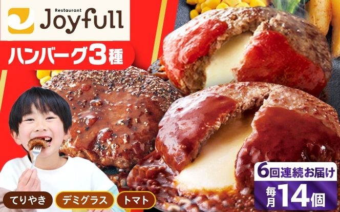 【全6回定期便】【人気No.1！】ジョイフル ハンバーグ スペシャル 詰め合わせ 3種 14個 セット《築上町》【株式会社　ジョイフル】[ABAA058]