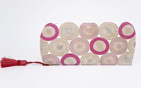 【文庫屋大関】メガネケース　笠菊＜桃花＞【皮革工芸品】 ファッション小物 民芸品 