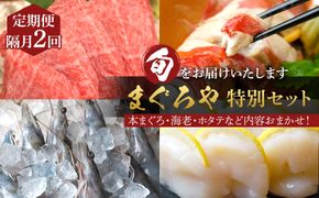 【定期便隔月2回】まぐろや　特別セット【 惣菜 まぐろ 鮪 本鮪 サーモン 海老 お刺身 海鮮 セット 福袋 キンメ きんめ お取り寄せ 御中元 お中元 お歳暮 父の日 母の日 贈り物 日本酒 焼酎】【 神奈川県 小田原市 】 142069_DQ177