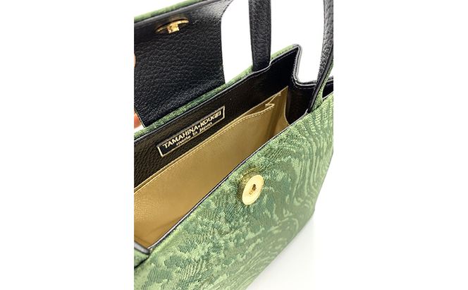 珠陽工芸トートバッグ　牛革コンビ黒木目紋様　鞄 カバン レディース 東京 工芸品 自立型 牛革 ファッション 洋装 和装 雑貨